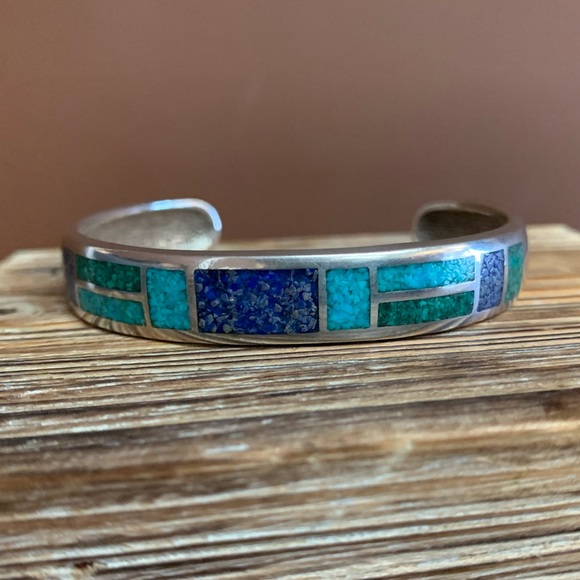 .925 Solid Crushed Stone Inlay Bangle 5 1/2 inches,All Products : American Fashion Style Bags On Sale